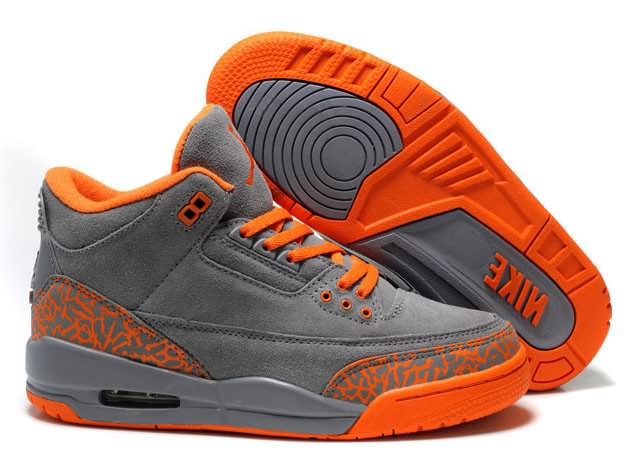 New Arrival Womens Air Jordans 3 (III) Fluff Grey Orange